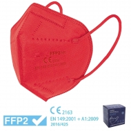 Caja de 25 mascarillas rojas FFP2 de adulto