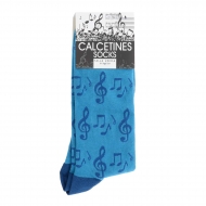 Calcetines unisex azules con letras musicales
