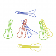 Caja clips con forma de guitarras de colores