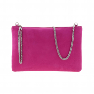 Bolso cartera rosa con cremallera y cadena
