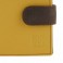 Detalle cartera mujer piel combinada con marrón amarillo