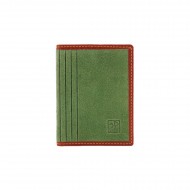 Porta tarjetas en piel serraje verde
