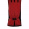 Detalle guantes lana y piel con topos negro rojo
